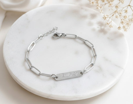 Personalized Mini Bar Bracelet • Stainless Steel && Gold over Stainless Steel