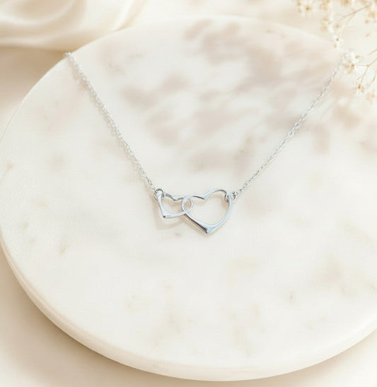 Sterling Silver Interlocking Heart Pendant Necklace