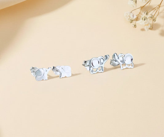 Sterling Silver Elephant Stud Earrings
