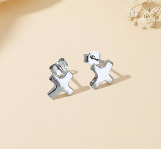 Sterling Silver Cross Stud Earrings