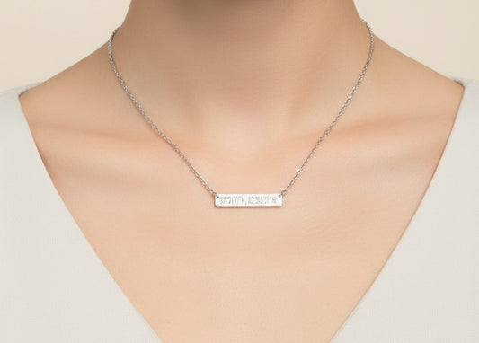 Personalized Long Bar Necklace • Stainless Steel, Gold over Stainless Steel & Rose Gold over Stainless Steel