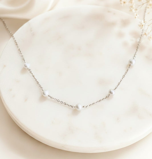 White Freshwater Pearl Necklace • Sterling Silver, Gold Filled & Rose Gold