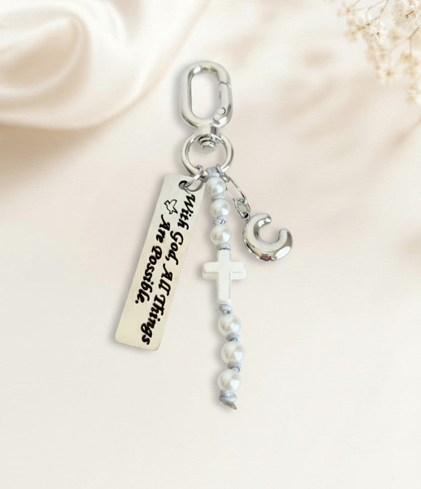 Personalized “With God All Things Possible” Bag Charm