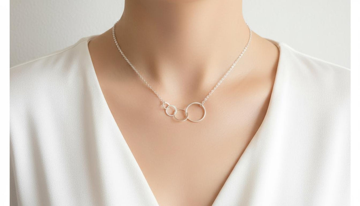 Sterling Silver 4 Interlocking Circle Necklace