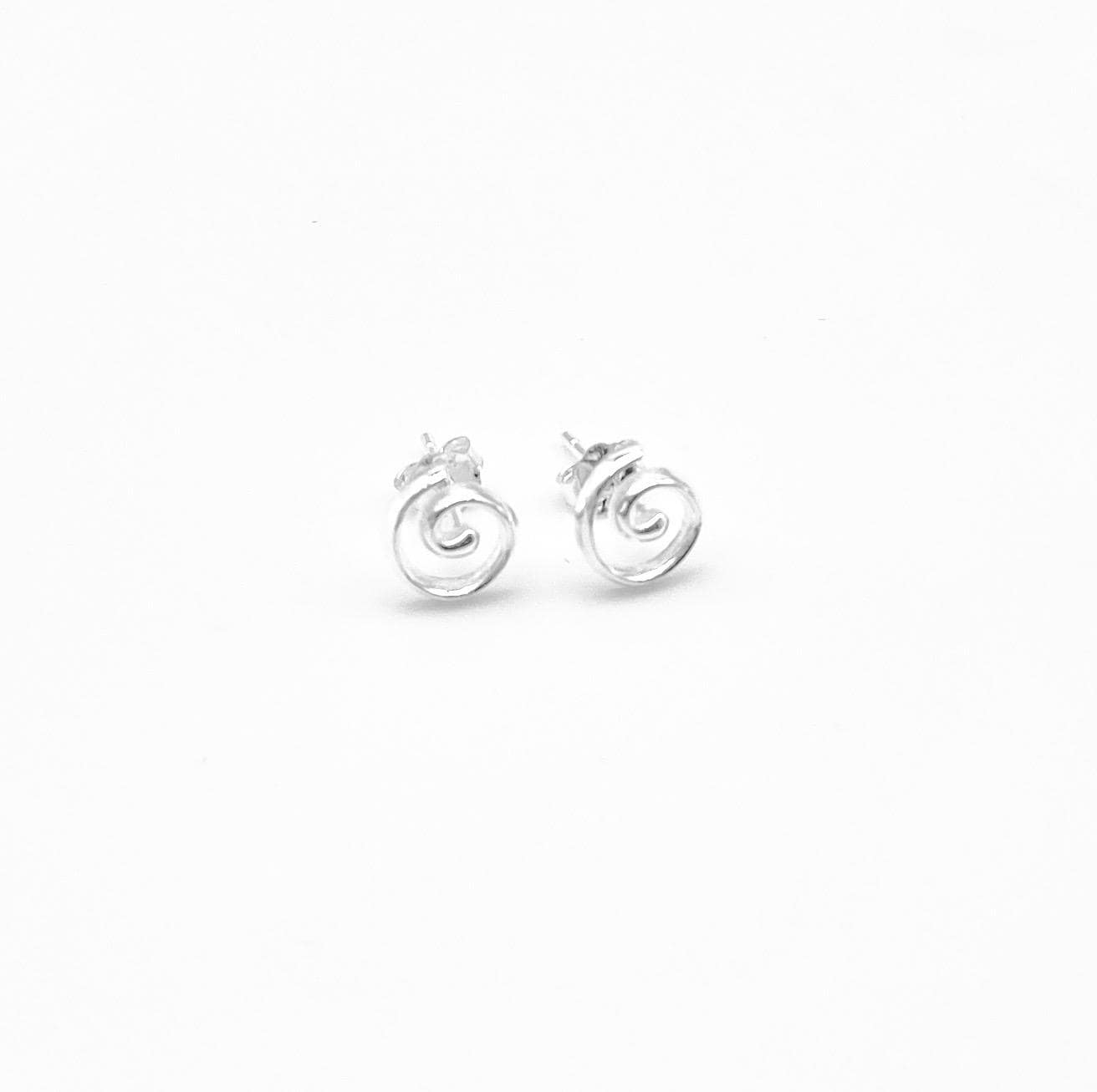 Sterling Silver Swirl Stud Earrings • Dainty Spiral Studs, Minimalist Everyday Silver Earrings