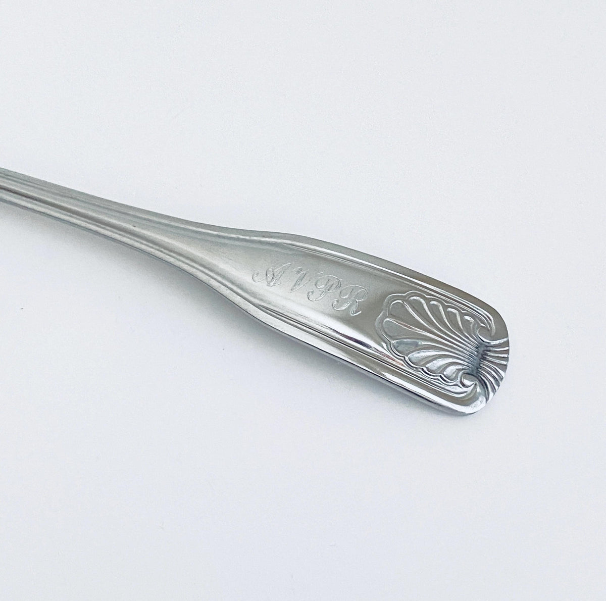 Personalized Stainless Steel Dinner Fork with Shell Pattern
