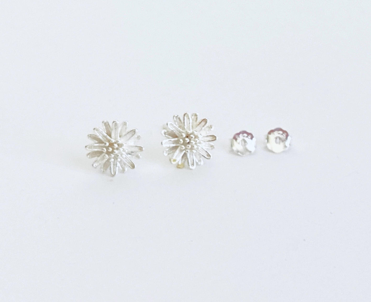 Small Sterling Silver Daisy Earrings • Dainty Flower Stud Earrings
