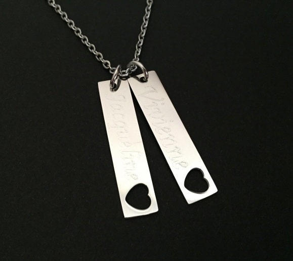 Personalized Long Bar Necklace • Custom Engraved Vertical Bar Necklace