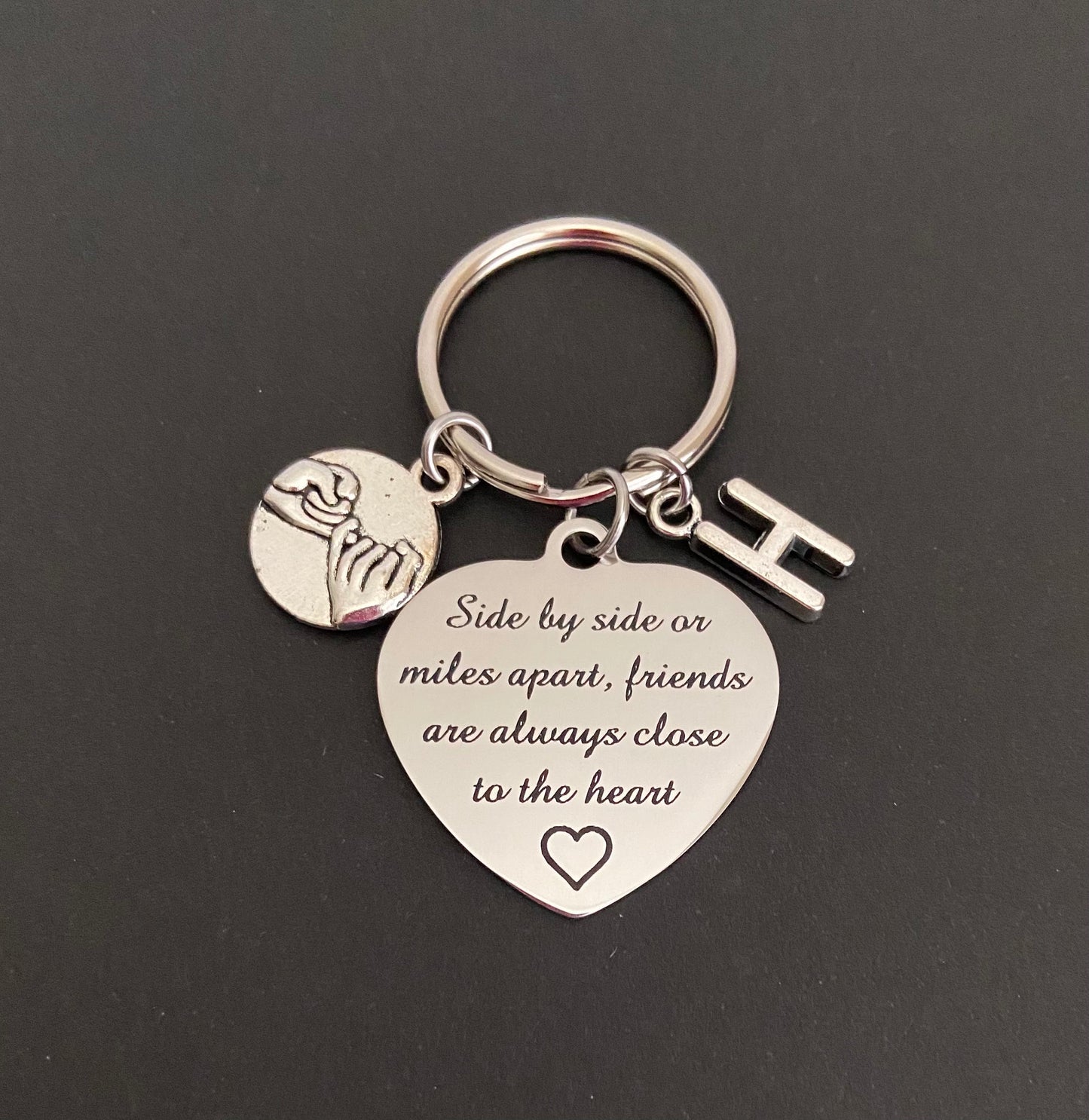 Personalized Long Distance Friendship Key Chain • Best Friend Long Distance Gift with Initial Charm