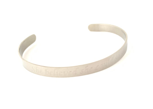 Personalized Cuff Bangle Bracelet • Stainless Steel, Gold over Stainless Steel & Rose Gold over Stainless Steel