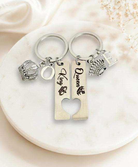 Personalized King & Queen Keychain Set