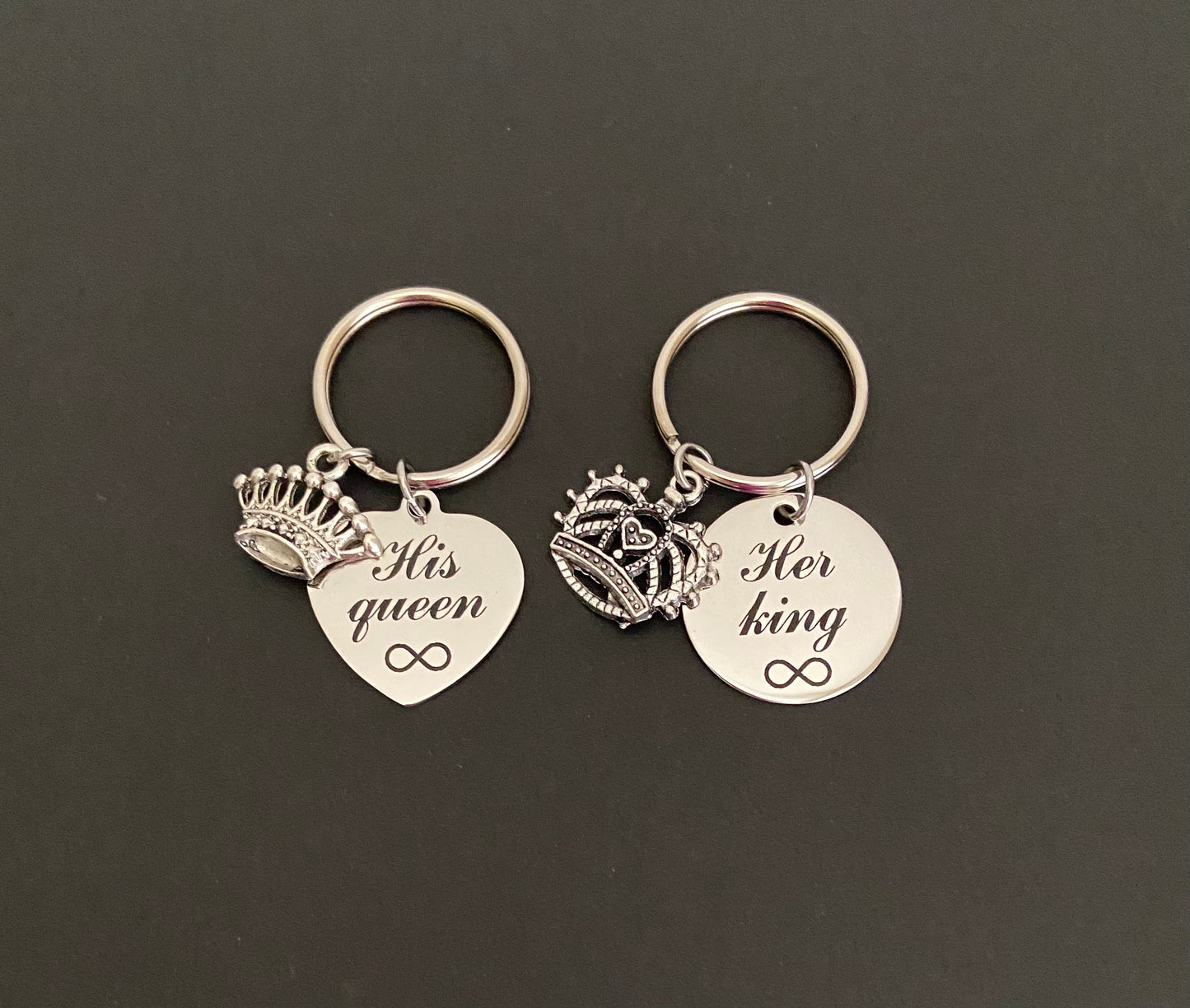His Queen & Her King Key Chain Set • Matching Couples Keychains, King Queen Gift