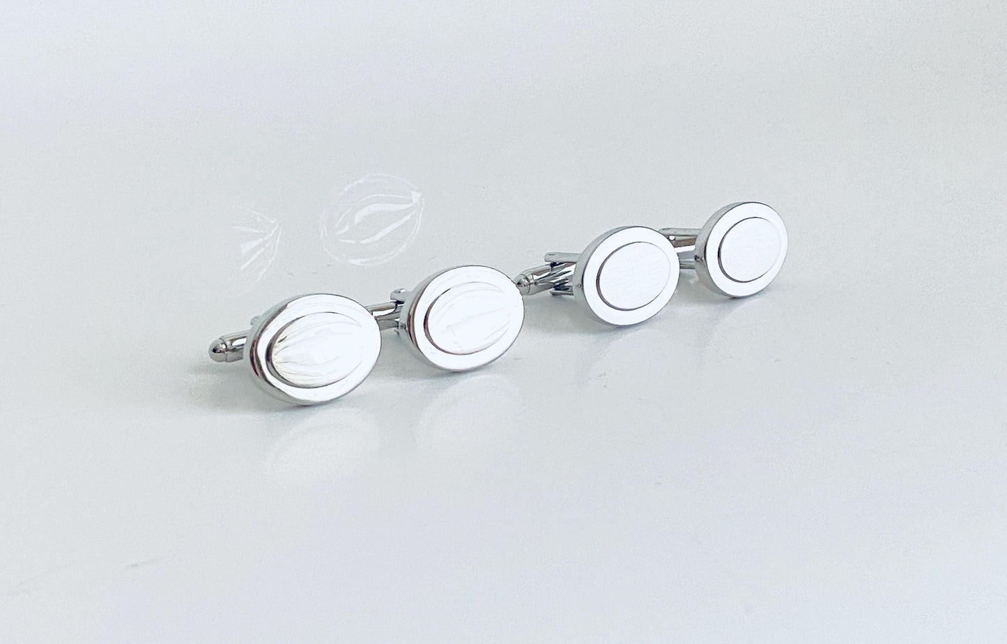 Personalized Oval Cufflinks • Custom Engraved Base Metal Cufflinks for Groom, Groomsmen & Men’s Wedding Gift