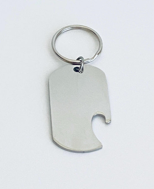 Personalized Stainless Steel Bottle Opener Key Chain • Custom Engraved Bar Tool Gift