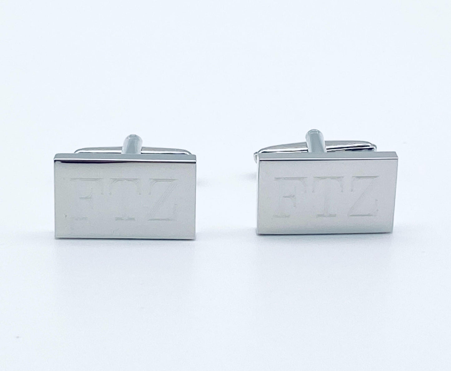 Personalized Shiny Rectangle Cufflinks • Custom Engraved Polished Cufflinks for Groom, Groomsmen & Men’s Wedding Gift