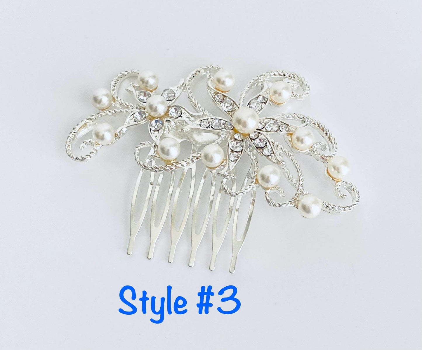 Small Rhinestone and Pearl Hair Comb • Bridal Wedding Hair Accessories for Bride & Bridesmaids