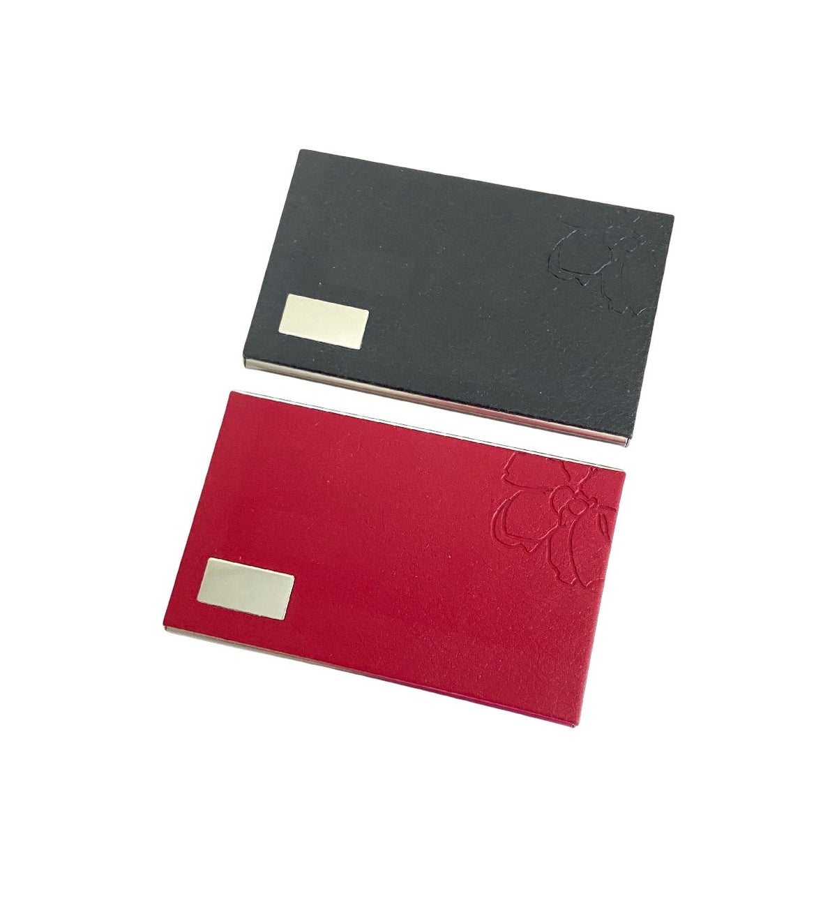Personalized Faux Leather Business Card Holder • Red or Black