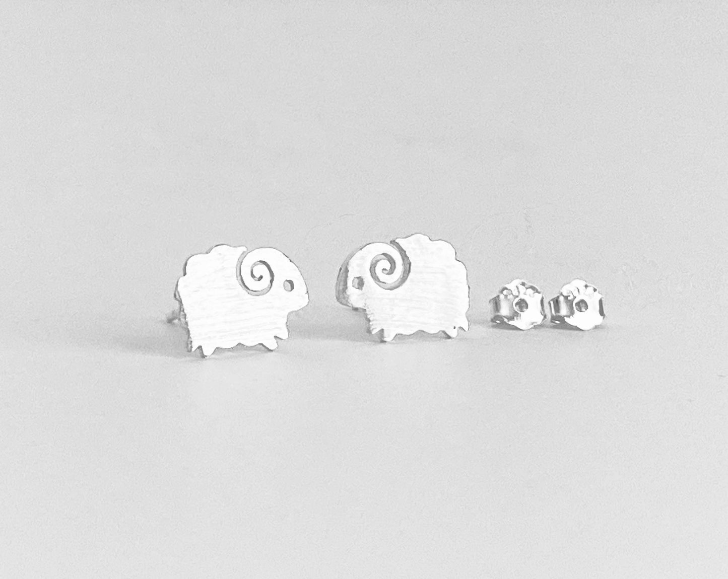 Sterling Silver Sheep Stud Earrings • Cute Farm Animal Studs, Dainty Animal Jewelry Gift