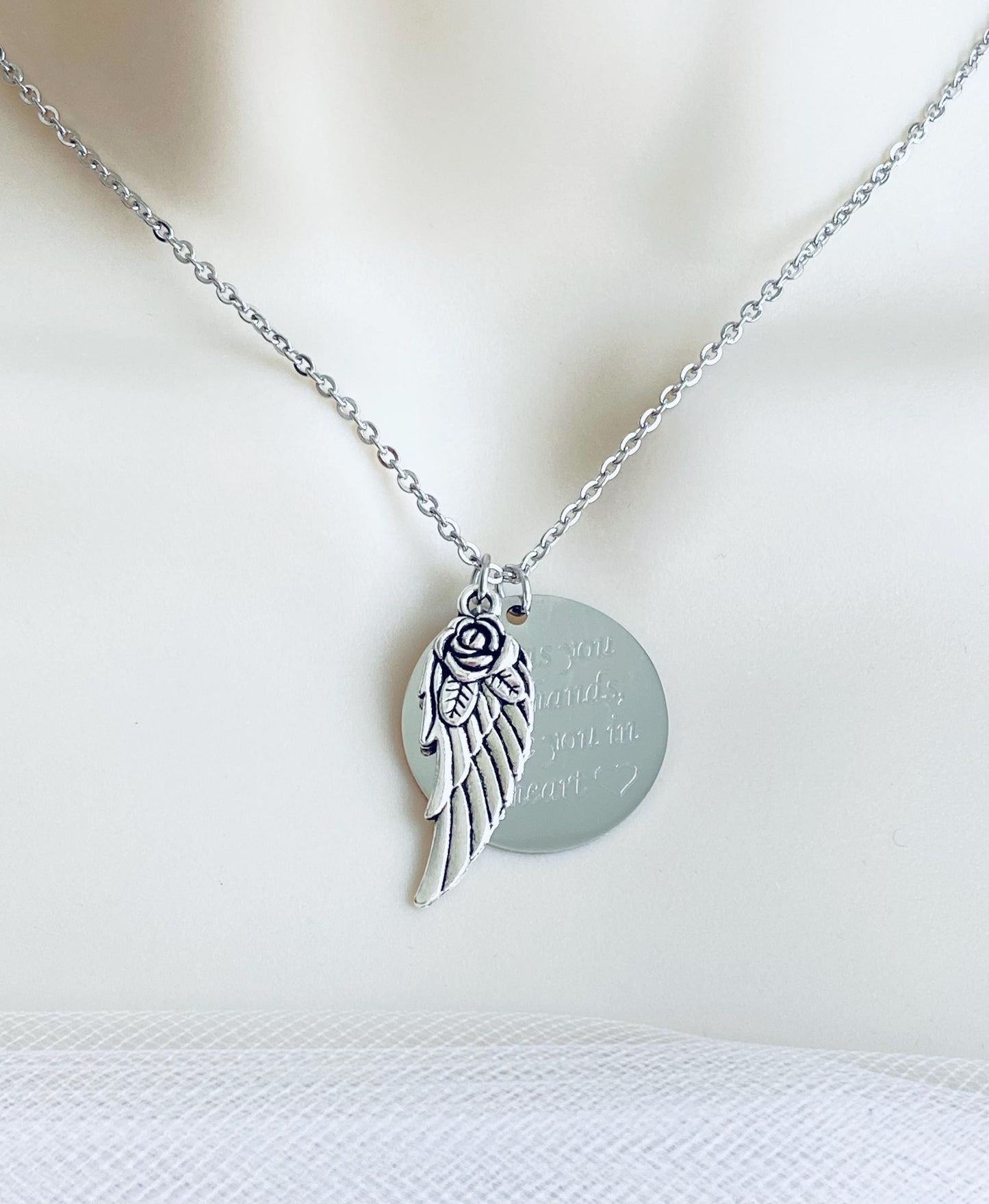 Personalized Angel Wing Necklace • Custom Engraved Memorial & Keepsake Jewelry
