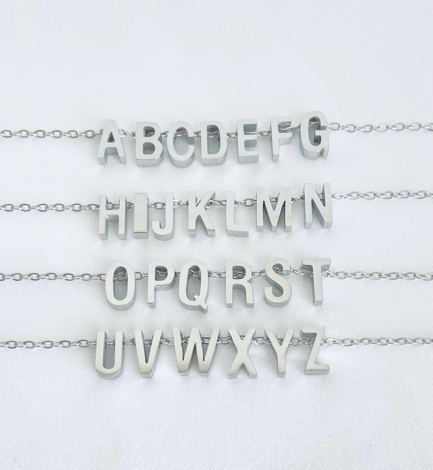 Personalized Two Initial Necklace • Stainless Steel Double Initial Necklace with Heart Charm