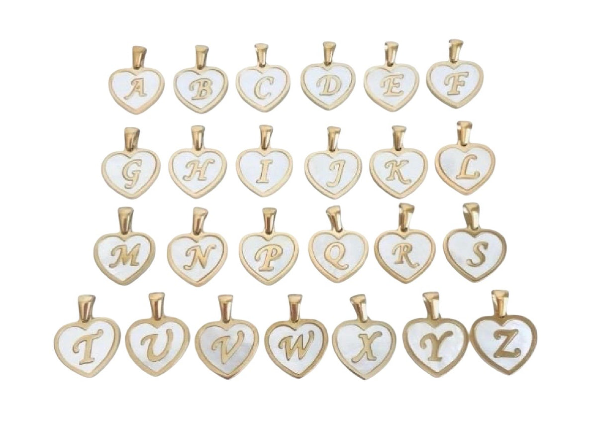 Personalized Gold over Stainless Steel Shell Heart Initial Necklace