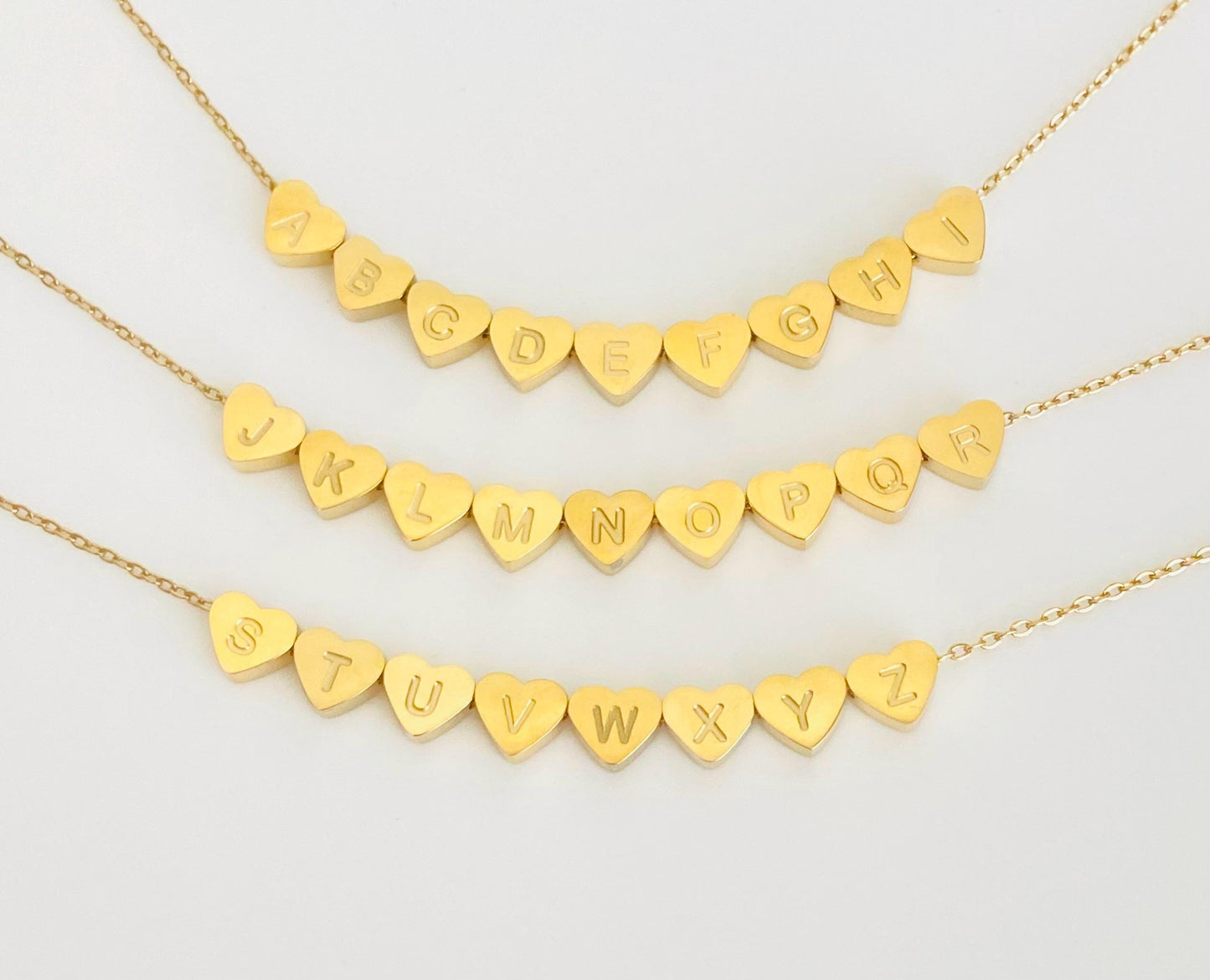 Small Heart Initial Charm Necklace • Stainless Steel or Gold Personalized Letter Necklace
