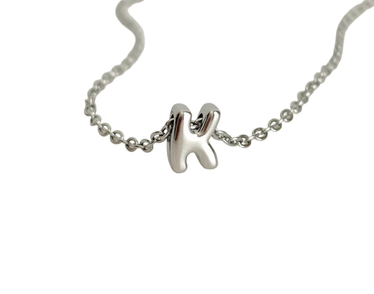 Small Bubble Initial Necklace • Stainless Steel & Gold over Stainless Steel