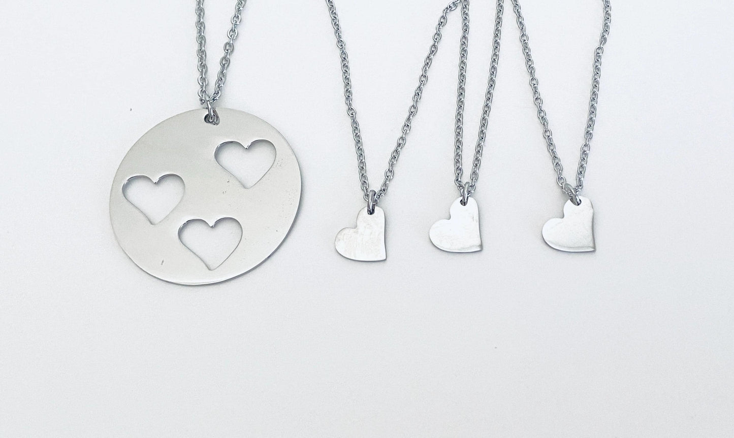 Stainless Steel Mother & 3 Daughters Necklace Set – Matching Family Necklace Set