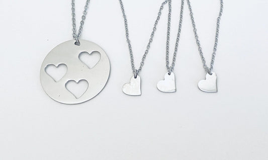 Stainless Steel Mother & 3 Daughters Necklace Set – Matching Family Necklace Set