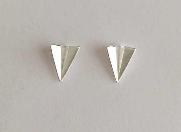 Sterling Silver Paper Airplane Stud Earrings • 925 Silver Travel Studs