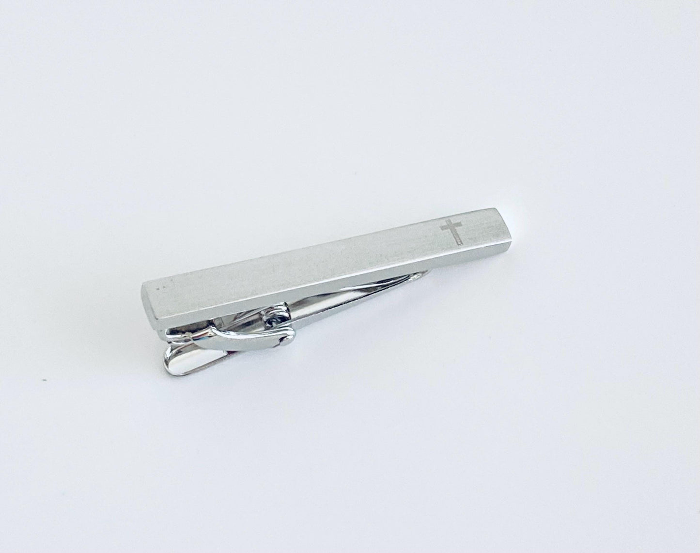 Personalized Short Tie Clip • Custom Engraved Tie Bar in Polished or Matte Finish, Wedding & Gift for Him