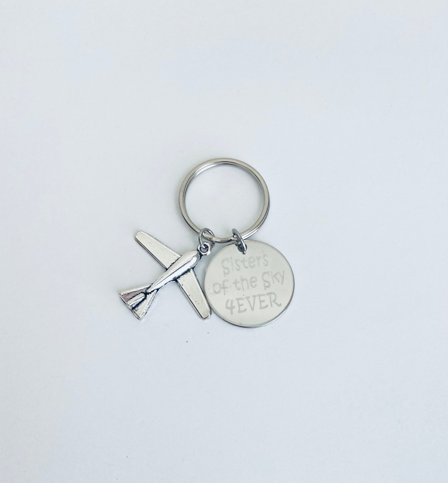 Personalized Airplane Keychain • Custom Engraved Key Chain with Airplane Charm