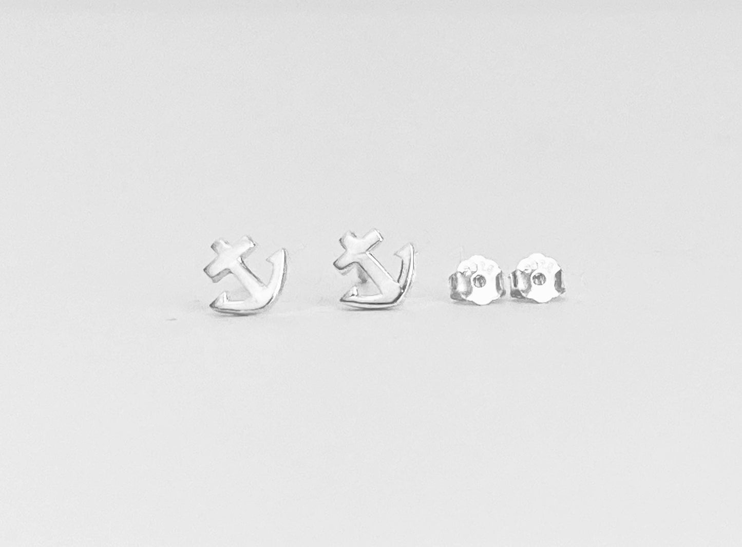 Sterling Silver Anchor Stud Earrings • Nautical Anchor Stud Earrings