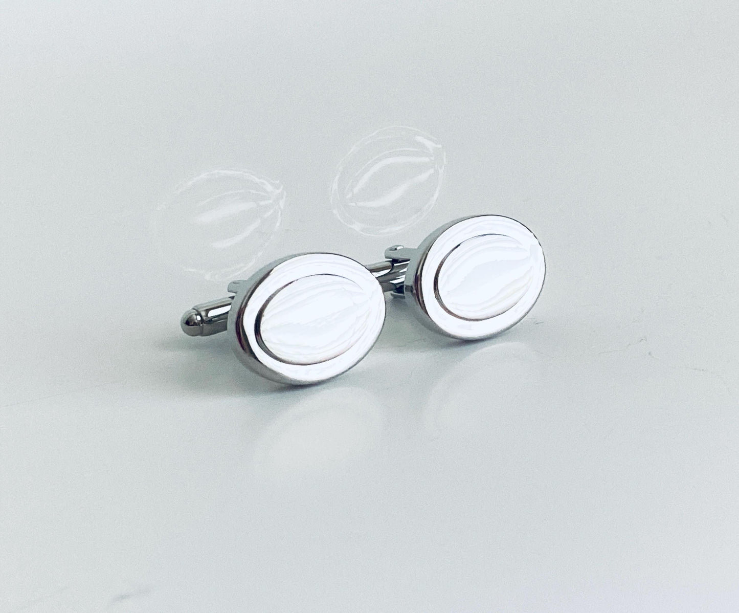 Personalized Oval Cufflinks • Custom Engraved Base Metal Cufflinks for Groom, Groomsmen & Men’s Wedding Gift