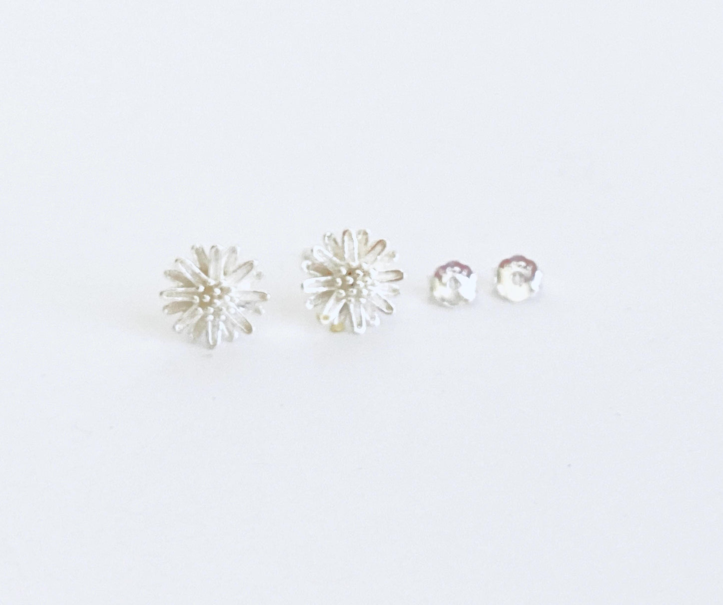 Small Sterling Silver Daisy Earrings • Dainty Flower Stud Earrings