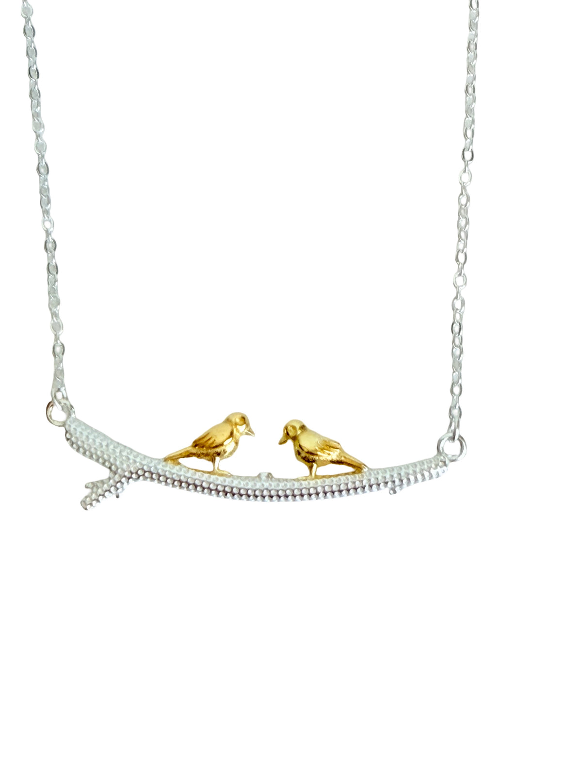 Sterling Silver Gold Birds Necklace