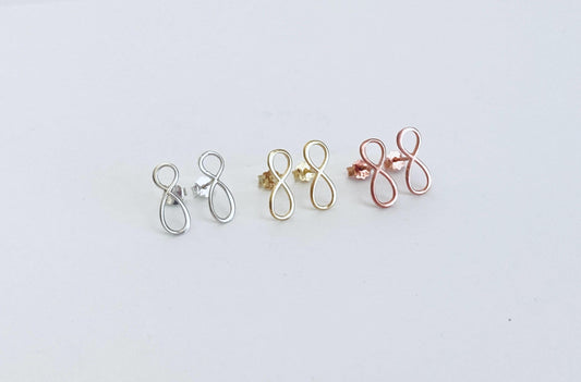 Dainty Infinity Studs • Available in Sterling Silver, Gold over Silver, or Rose Gold over Silver