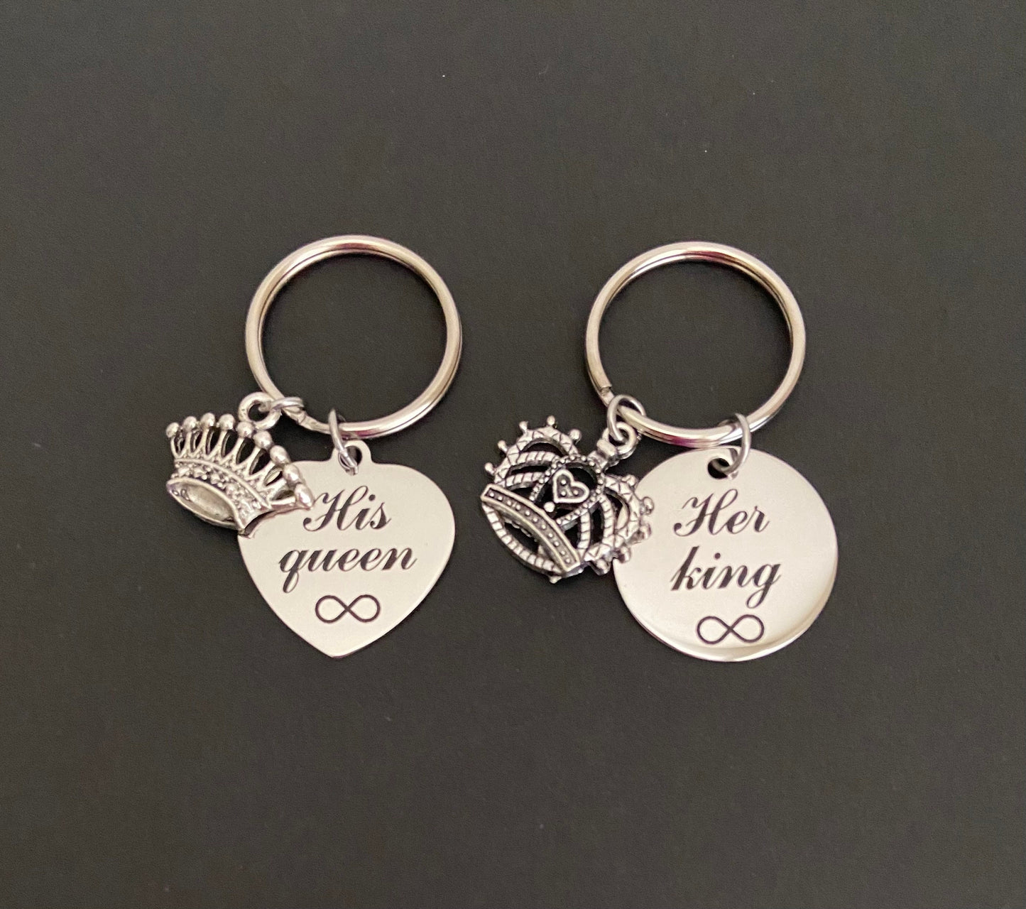 His Queen & Her King Key Chain Set • Matching Couples Keychains, King Queen Gift