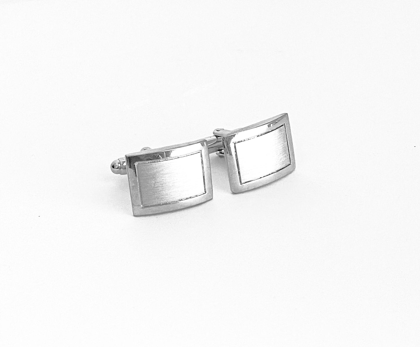 Personalized Two Tone Rectangular Cufflinks. Groomsmen Gift. Wedding. Gift for Him