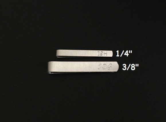 Personalized Hand Formed Aluminum Tie Clip • Custom Engraved Tie Bar in Skinny or Regular Size