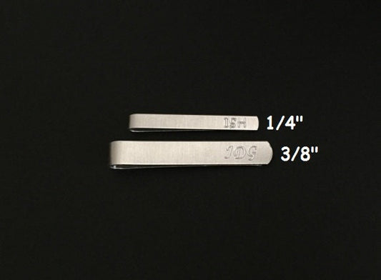 Personalized Hand Formed Aluminum Tie Clip • Custom Engraved Tie Bar in Skinny or Regular Size