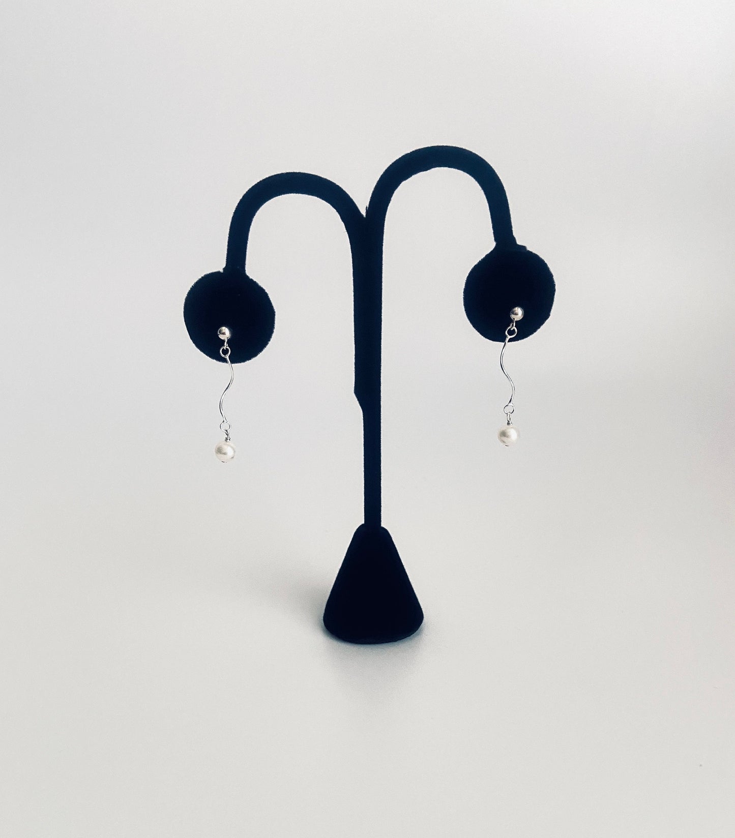Sterling Silver Pearl Dangle Earrings • 925 Silver Drop Earrings with Pearl