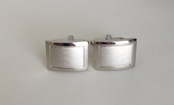 Personalized Two Tone Rectangular Cufflinks. Groomsmen Gift. Wedding. Gift for Him