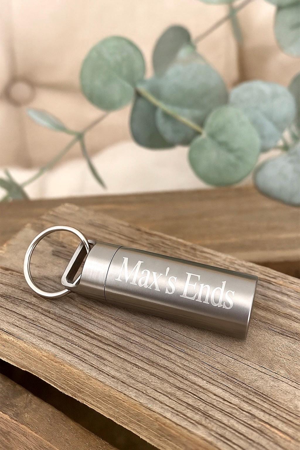 Personalized Stainless Steel Large Pill Holder Key Chain • Custom Engraved Waterproof Medicine Capsule