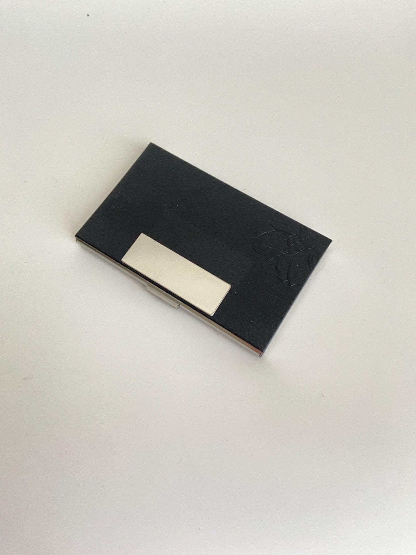 Personalized Black Faux Leather Business Card Holder • Custom Engraved Leatherette Card Case for Men & Women