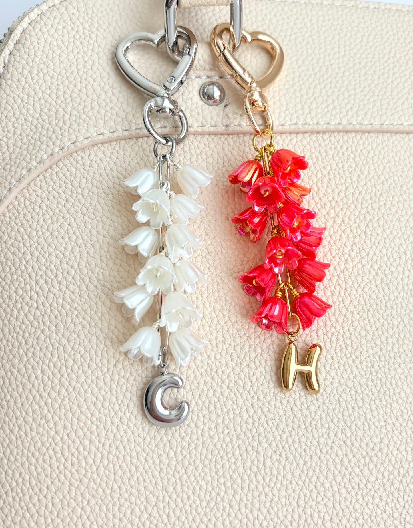 Personalized Clip-On Purse Charm with Acrylic Tulips