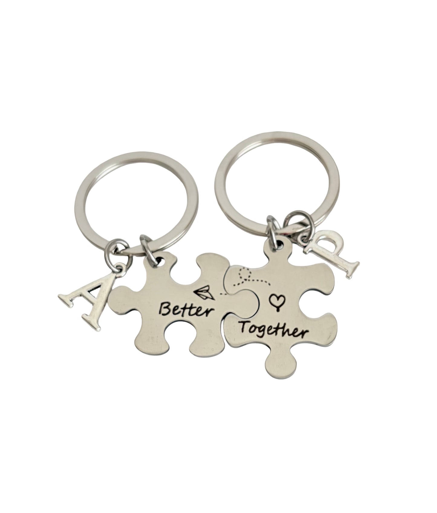 Personalized Puzzle Piece Keychain Set • Better Together Forever Matching Couple Key Chains