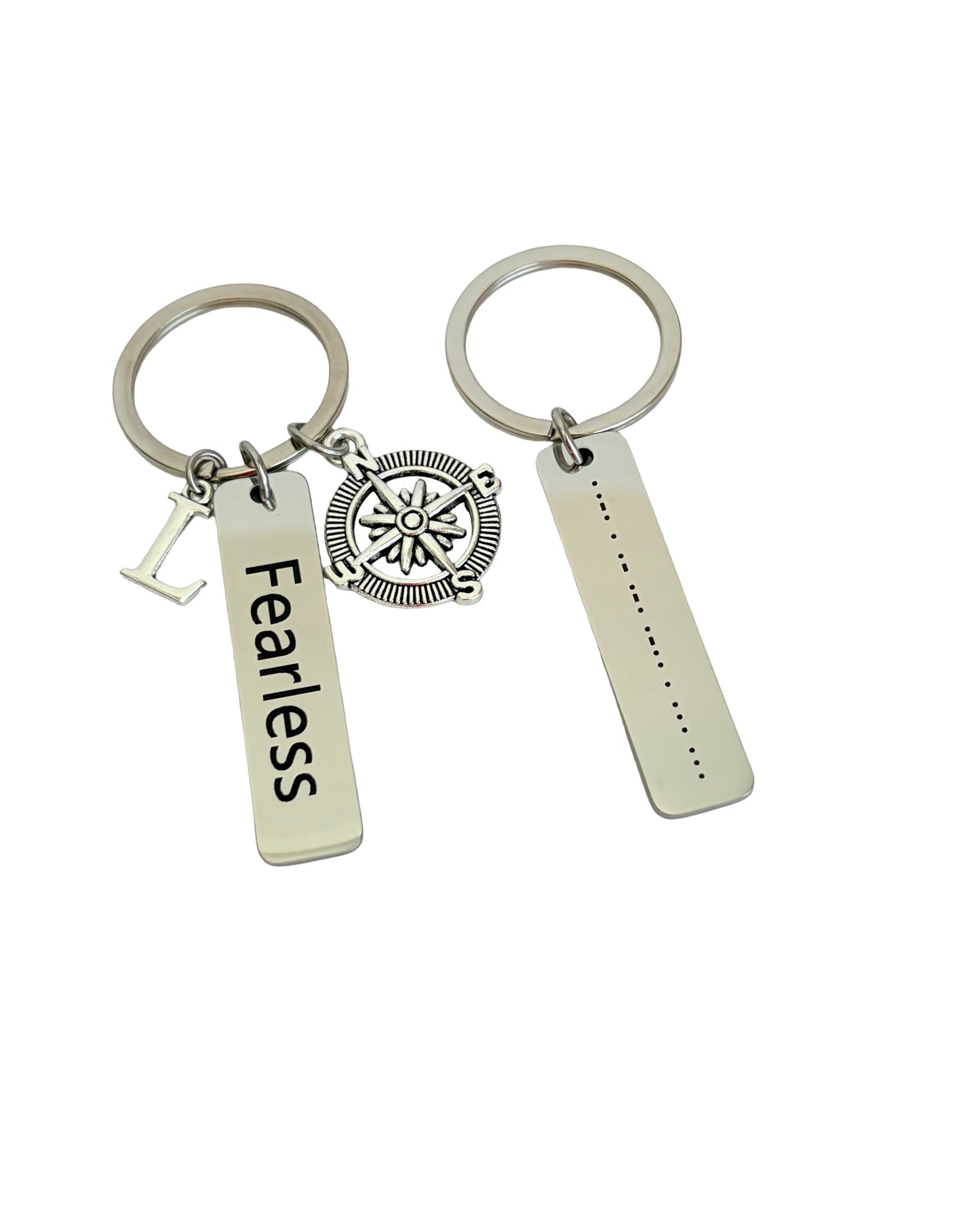 Personalized Initial Morse Code Keychain • Custom Inspirational Morse Code Key Chain • I Love You, Fearless, Never Give Up
