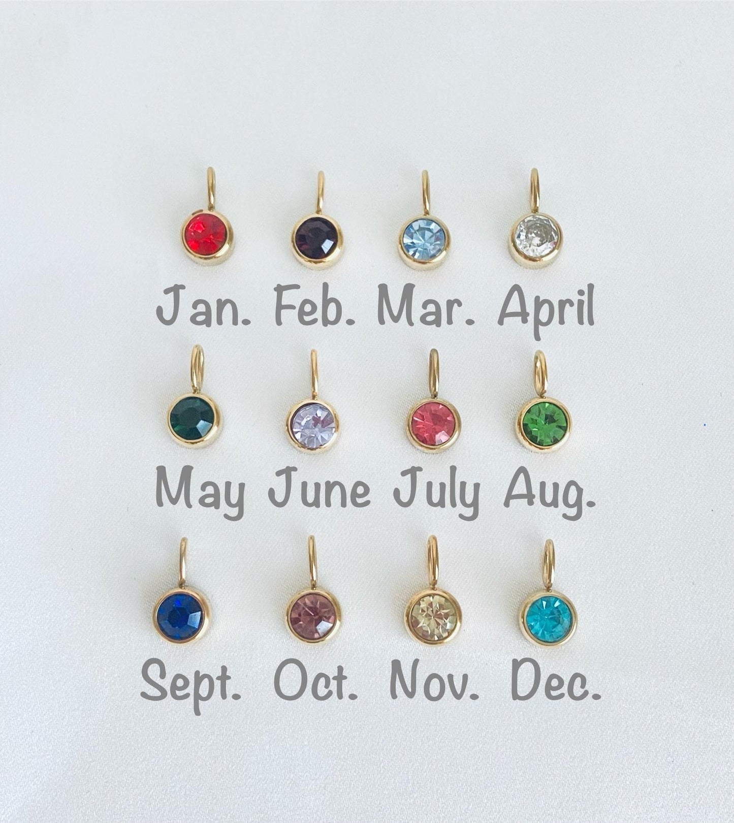Personalized Birthstone Necklace with Heart Charm Holder • Custom Family Birthstone Necklace