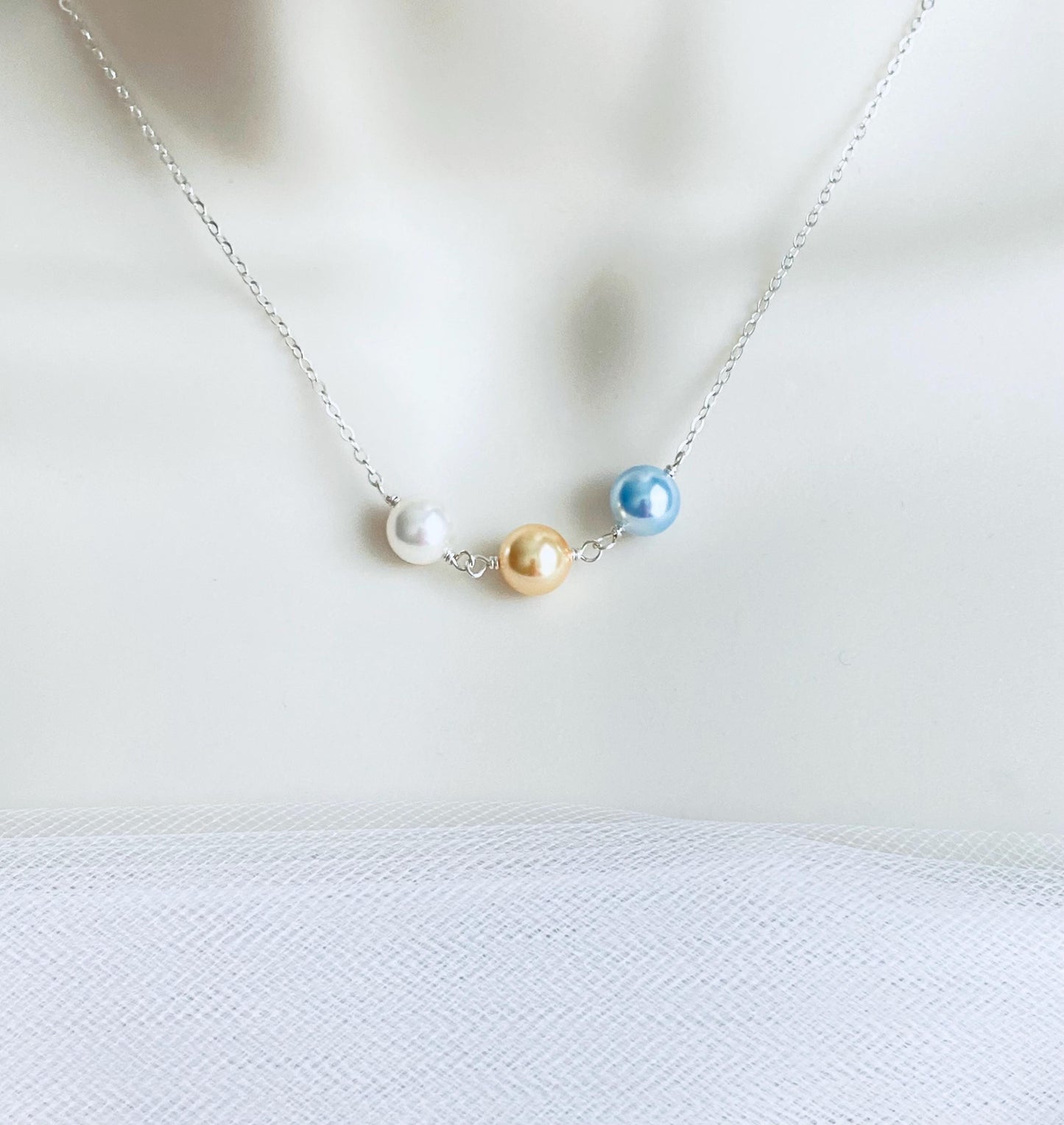 Swarovski Pearl Birthstone Necklace • Personalized Birthstone Necklace in Sterling Silver or Gold Filled